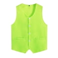 thumbnail image 4 of Nyeemya Unisex Kids Volunteer Activity Vest Button Up Waistcoat Boys Girls Waiter Bartender Uniform Fluorescent Green M/11, 4 of 5