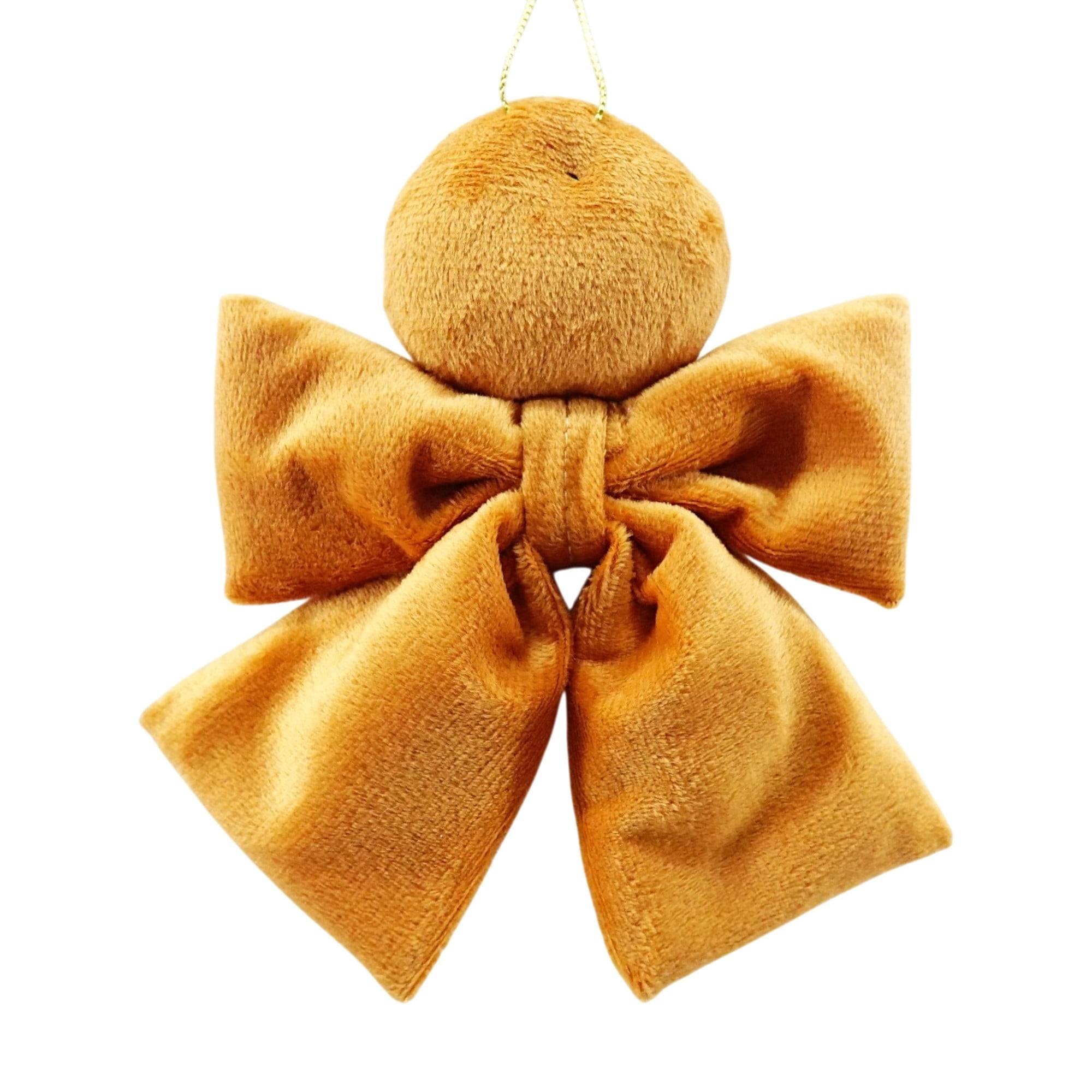 Brown Fabric Gingerbread Man Bow Christmas Ornament, 6", by Holiday Time