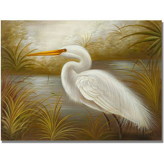 Trademark Fine Art "White Heron" Canvas Art