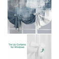 thumbnail image 3 of Blue Grey Tie Up Curtains for Windows 63 Inch Length Balloon Curtains Kitchen Adjustable Balloon Window Shade Abstract Modern Painting Mottled White Art Tie Up Valance Bathroom Curtain Window 52"x63", 3 of 6