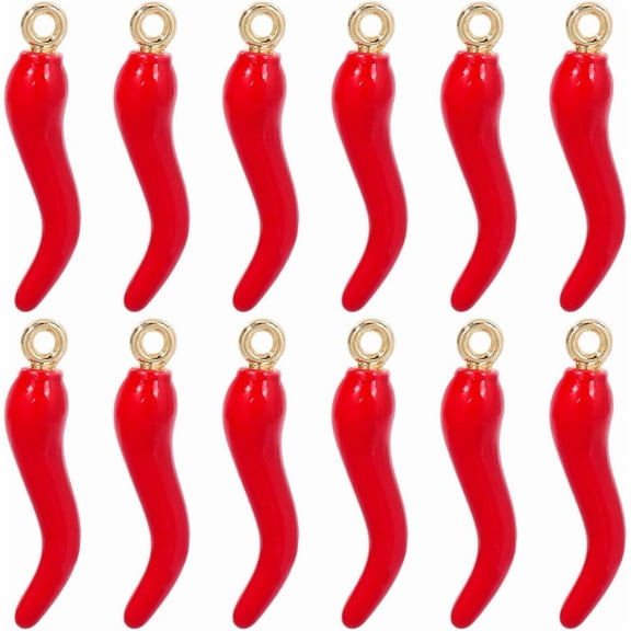 1 Box 30pcs Pepper Charm Bulk Red Chili Charms Enamel Mini Cinco De Mayo Mexican Fiesta Miniature Hot Chili Charms With Golden Ring For Jewelry Making Women Key Chains Accessories Supplies