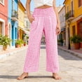 thumbnail image 5 of CCRFTGI Pants for Kids Girls Size 7Gingham Pants Palazzo Wide Leg Elastic Waist Plaid Baggy Sweatpants Trouser Pink 5-6 Years, 5 of 6