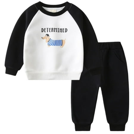 FYDUU Boys Outfits Sets Toddler Boy Sweatsuit 2Pcs Outfits Cartoon Print Long Sleeve Pullover Tops And Jogger Pants Set Spring Casual Daily Wear 3-4 Years