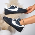 thumbnail image 7 of Domzle Women Retro Gum Sole Fashion Sneakers | Faux Leather Classic Tennis Skate Walking Shoes Anti Slip Trainers Blue, 7 of 7