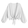 thumbnail image 4 of Women's Tie Front Long Sleeve Swimsuit Kimono Cover Up Wrap Blouse Top Long Sleeve Swim Cover up for Women Take to The Beach Cover up Cover up Dresses for Swimwear Women Rainbow Cover up Sarong Cover, 4 of 4