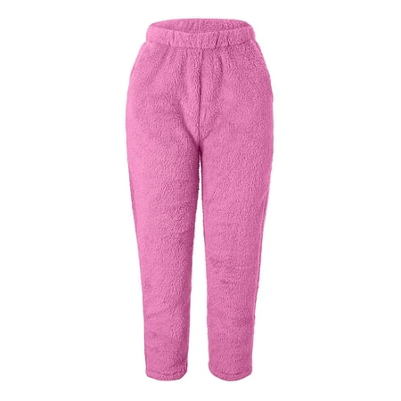 

Clearance Womens Pajama Pants Soft Fuzzy Plush Pj Bottom Loungewear Long Trousers Pants Casual Bottoms with Pockets Sleepwear