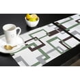 thumbnail image 5 of Placemats for Dinning Table Set of 4 Waterproof Cloth Table Mats, Cotton Linen Place Mats Fabric Dinner Mat, Middle Century Green Geometric, Table Decor Easy Clean Machine Washable, 5 of 6
