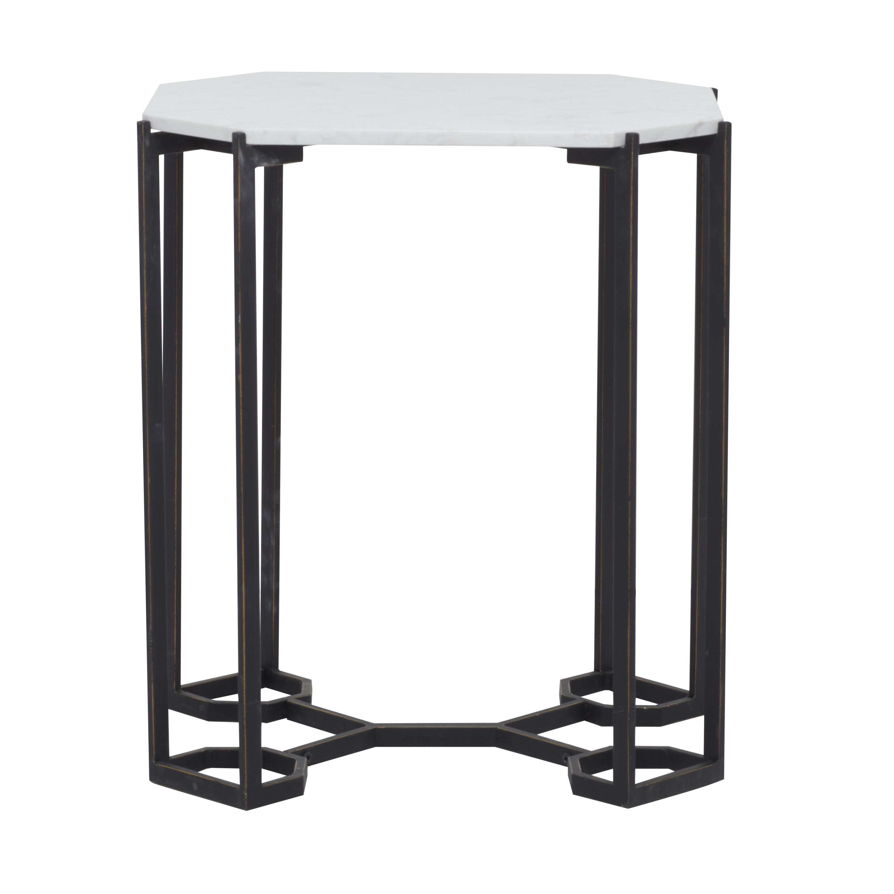 DecMode 18"W, 21"H Metal Contemporary Accent Table, White, 1-Piece