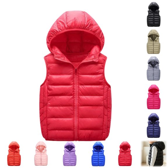 YOUYEDIAN Kids Puffer Vest Jacket Boys Girls Fall Winter Warm Quilted Padded Zip up Hooded Jackets