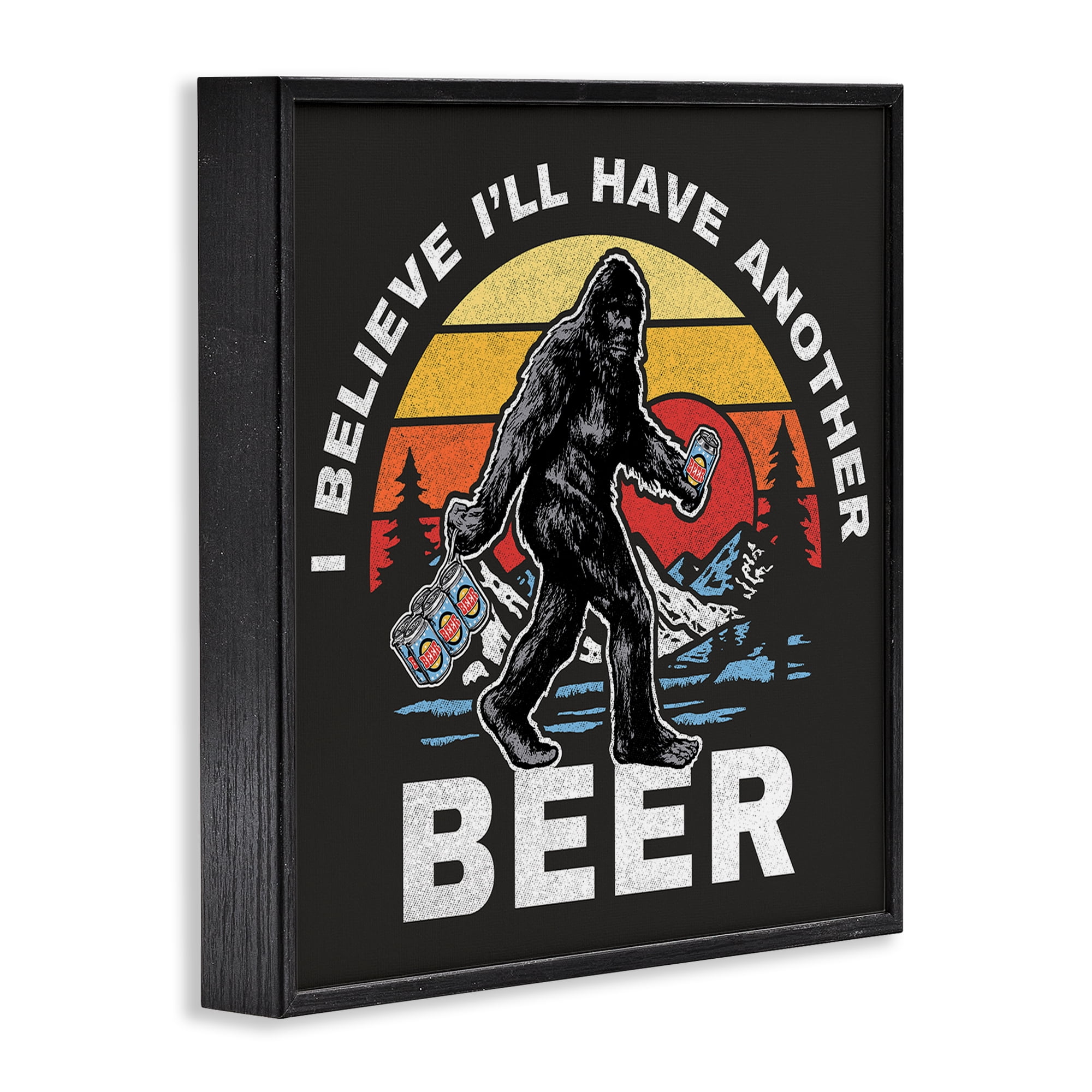Stupell Industries Another Beer Monster Novelty Painting Black Framed Art Print Wall Art, 24 x 24