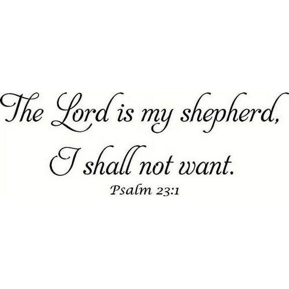 Psalm 23:1 V1 Bible Verse Vinyl Wall Decal by Scripture Wall Art, 11"x22" Black, Psalms, Christian