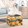 thumbnail image 5 of Foldable Fabric Storage Bin With Handle Collapsible Basket Box Storage With Lid Organizer Standing on The Orange Florals, 5 of 7