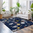 thumbnail image 3 of Large Area Rugs 5'x8', Blue Space Carpet Runner Indoor Outdoor Rugs Home Decor Aesthetic, Cartoon Cute Spaceship Planet Star Funny Non Slip Mats Washable Accent Rug for Living Room Bedroom, 3 of 8