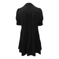 thumbnail image 4 of RYRJJ Casual Dresses for Women Lapel Collared V Neck Puff Short Sleeved Pleated Summer Dresses Ruffle Tiered Flowy Midi Dresses(Black,S), 4 of 7