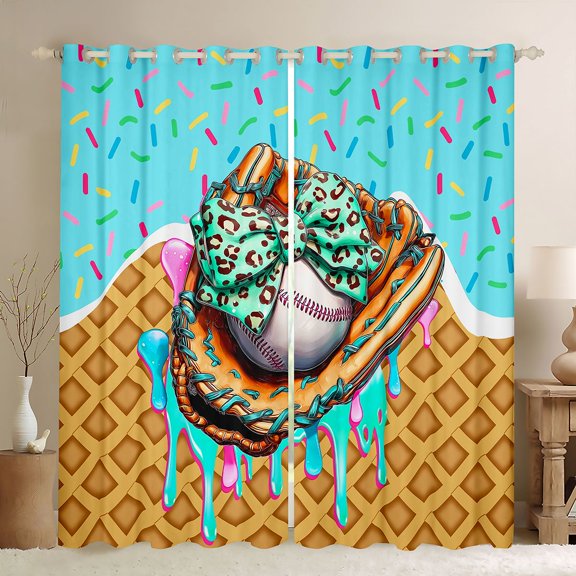 Feelyou Dessert Black Out Curtains, Est Baseball Sleep Curtains Pack of 2 (42x63 Each)