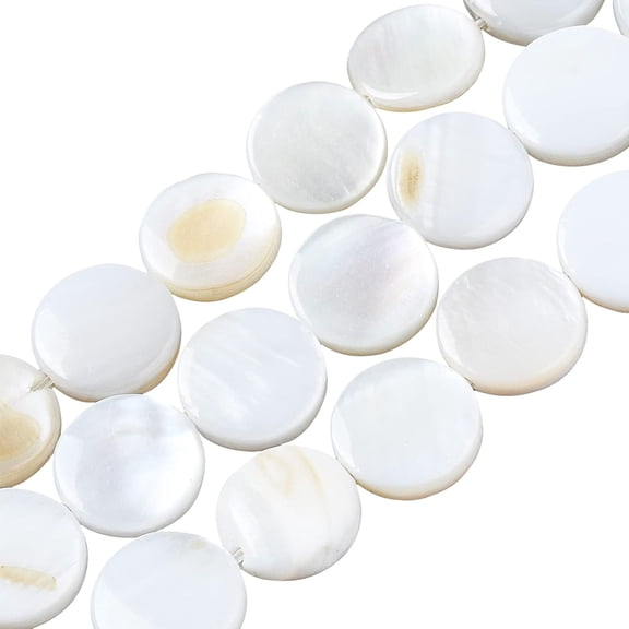 1 Box About 105Pcs Flat Round Shell Bead Small Natural Freshwater White Disc Coin Beads 9mm Ocean Beach Hawaii Style Elastic Thread for Jewelry Making DIY Bracelets Crafts Supplies Findings