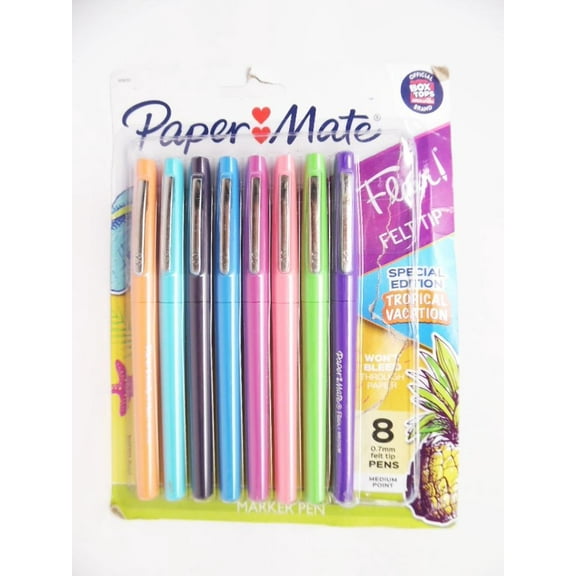 Paper Mate Flair! Felt Tip Special Edition Tropical Vacation 0.7mm Medium 8ct