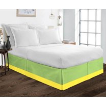 D.N.G. BEDDINGS 1 Piece Split Corner Two Tone Tailored Bed Skirt, King Size 24 Inch Deep Pocket, 800 Thread Count, 100% Egyptian Cotton, Solid Sage/Yellow Color.