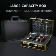 Anqidi Gold/Black Barber Case Stylist Hairdressing Toolbox Clipper Trimmer Organizer Metal Storage Box Portable Suitcase