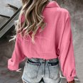 thumbnail image 4 of Cárdigan para mujer Casual Sólido con cuello en V Cárdigan Linterna Botones de manga larga Camisas Tops Odeerbi ODB-3, 4 of 9