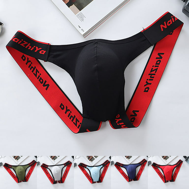 DNDKILG Jock Straps for Men Jockstraps Brief Sexy Athletic Supporters Soft  Underwear RandomColor-3 Pack 2XL