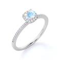 thumbnail image 4 of JeenMata 1.75 ct Genuine Rainbow Moonstone and Moissanite Cluster Halo Wedding Ring in 18K White Gold over Silver, 4 of 6