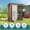 thumbnail image 4 of 5x3 ft Outdoor Storage Shed, Metal Garden Tool Shed with Lockable Doors, for Outsides,Yard, Backyard Patio, Lawn - Brown, 4 of 8