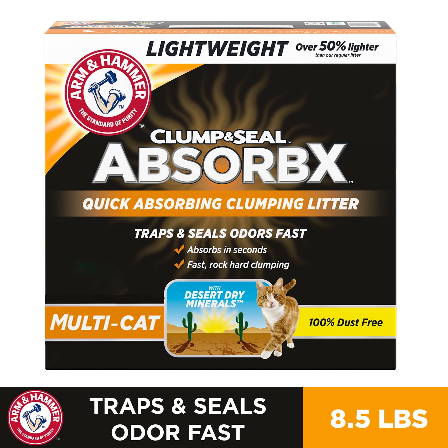 Arm & Hammer Clump & Seal AbsorbX Clumping Litter, MultiCat 8.5lb