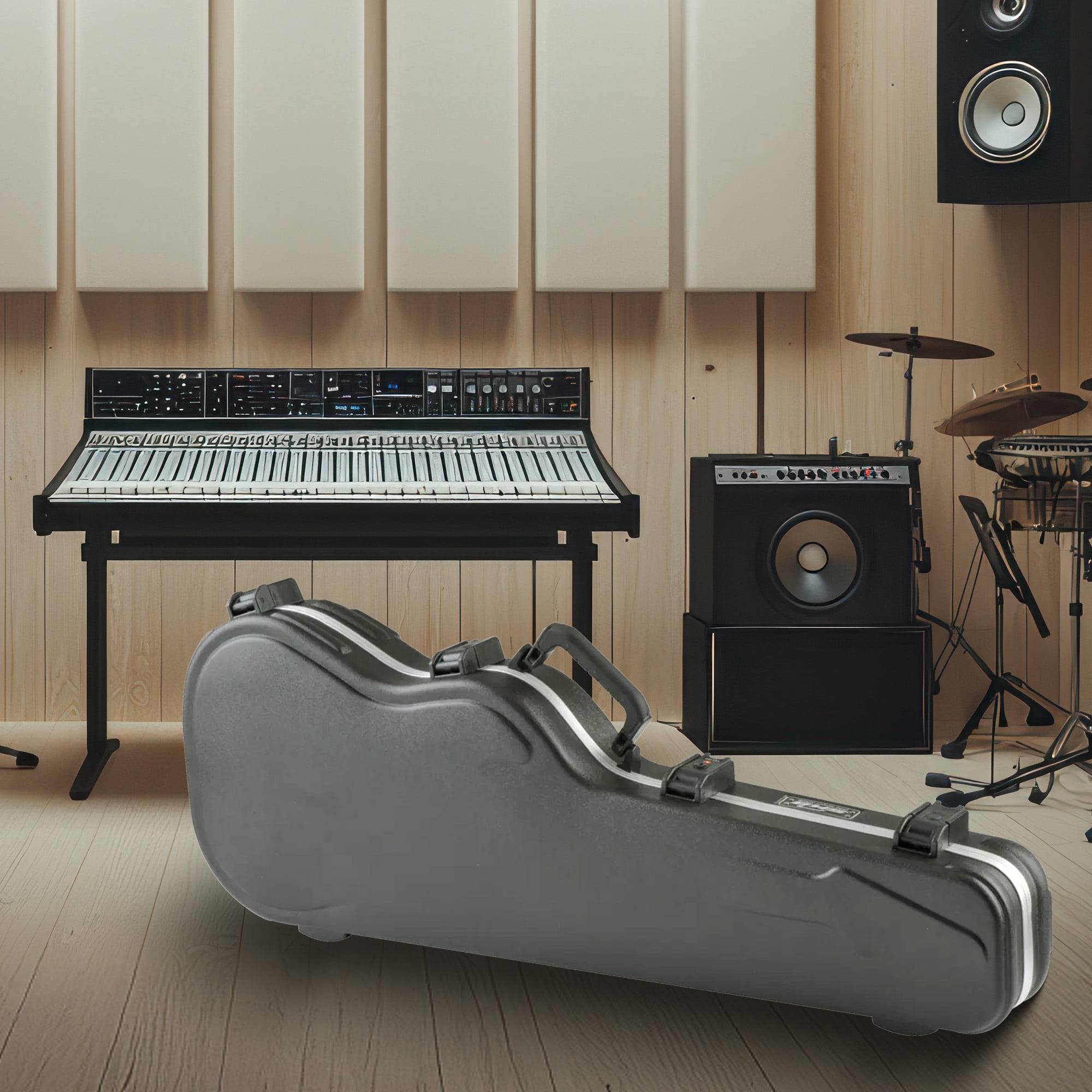SKB Cases Shaped Standard Electric Guitar Hardshell Case with TSA Latch, Over-Molded Handle, and Oversized Compartment for Stratocaster and Telecaster Right-Handed Guitars
