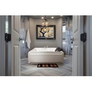 73 x 48 Whirlpool Bathtub for 2-Person with 8 Hydro Massage Jets & Chromatherapy LED Lights, 1HP UL Certified Pump, 3-Sided Apron Acrylic Soaking Tub, Left Drain, 110 Gallons, White