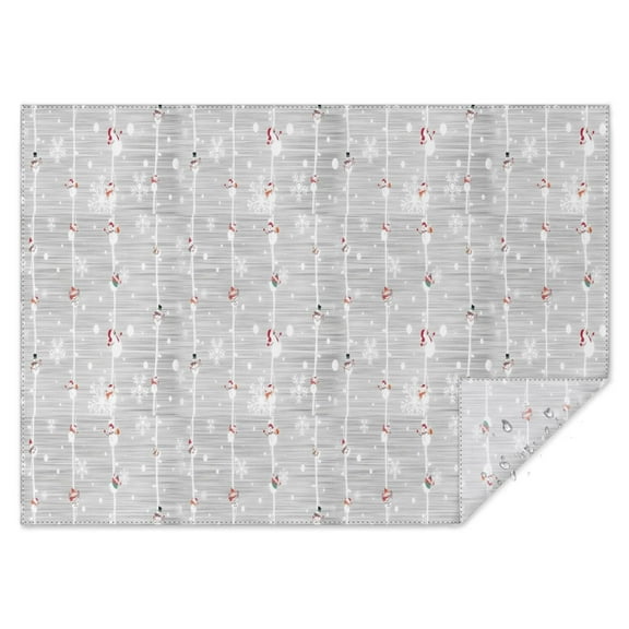 Gray Christmas Snowman Pattern Rectangle Tablecloth 60"x84",Waterproof Polyester Rectangle Table Cloth, Wipeable Spillproof Polyester Tablecloth for Dining, Camping, Indoor and Outdoor