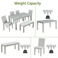 thumbnail image 5 of MAYEERTY 6 Piece Wooden Dining Table Set, Wooden Dining Table with 4 Upholstered Chairs and Bench for 6 People, Rectangular Dining Table Set with Crystal Decoration,Silver grey, 5 of 6