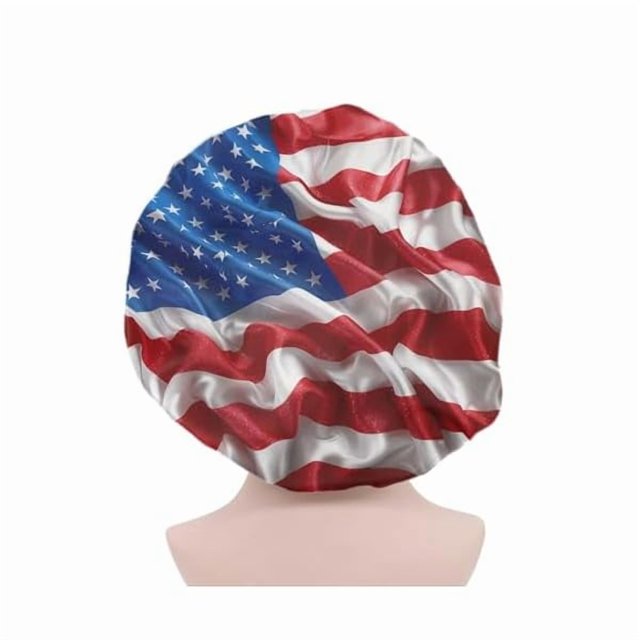 wonima11 Soft Comfy Satin Sleeping Cap, Curly Natural Hair Bonnet, Festival Decor Night Hat Makeup Caps, Women Elastic Band Beanie, Art American Flag