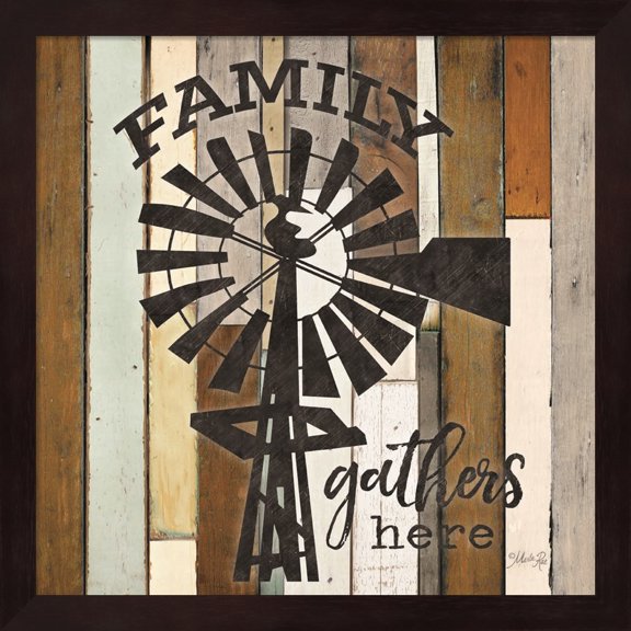 Family Gathers Here by Marla Rae, Framed Wall Art, 13.25W x 13.25H