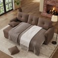 thumbnail image 3 of Muumblus Convertible Pull Out Sofa Bed, L-Shaped Sectional Sleeper Couch with Storage Chaise, Brown Polyester, 3 of 11
