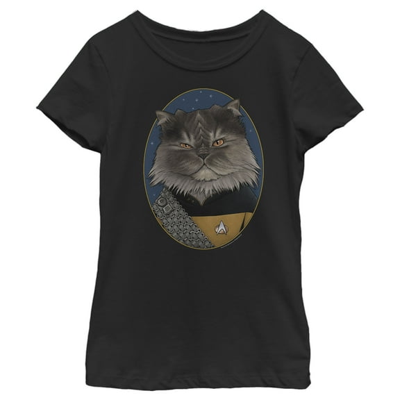 Girl's Star Trek: The Next Generation Lieutenant Commander Worf Cat  Graphic Tee Black Large