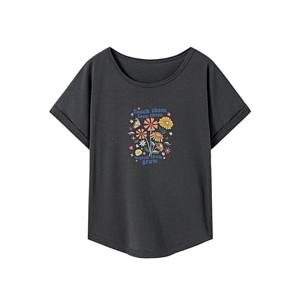 Camiseta Mujer Cuello Redondo, Camiseta Básica para Vacaciones, Viaje de Senderismo, Trabajo, Regalo Mujer XL