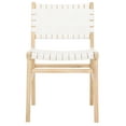 thumbnail image 4 of SAFAVIEH Taika Contemporary Leather Solid Dining Side Chair, White/Light Natural (Set of 2), 4 of 13