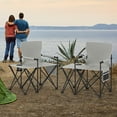 thumbnail image 2 of Gymax 2PCS Oversized Camping Chair w/Side Table 2 Storage Pockets Cup Holder for Trip Gray, 2 of 10