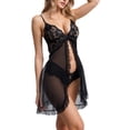 thumbnail image 3 of MINTREUS Lingerie for Women Lace Nightwear Set with Adjustable Straps Babydoll Chemise Nightgown and Panties S-2XL, 3 of 6