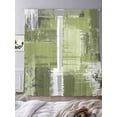 thumbnail image 4 of Sage Green Abstract Semi Sheer Curtains 96 Inch Length 2 Panels Set, Modern Mottled Art Oil Painting Sheer Kitchen Curtain Privacy Voile Window Curtain for Living Room Bedroom Rod Pocket Drapes, 4 of 7