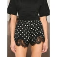 thumbnail image 4 of LMLYSoH Women's Mini Shorts Lace Patchwork Drawstring Elastic Waist Casual Summer Lounge Shorts, 4 of 9