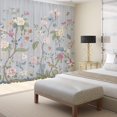 thumbnail image 2 of Floral Leaves Curtains for Living Room 63 inch Length 2 Panels Set Elegant Blue Grey Spring Flower Printed Window Curtain Sheer Curtains Chiffon Drapes for Bedroom, 2 of 6