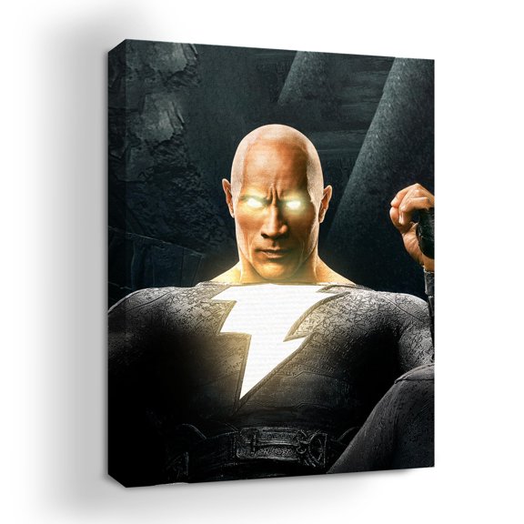 Black Adams Canvas Wall Art by Mavis Print- 18x24 inches DC Comics Wall Decor | HD Printed & Wooden framed wall art | UV & Water Resistant Modern Wall Decor for Gift | Kids room Decor | Made in USA