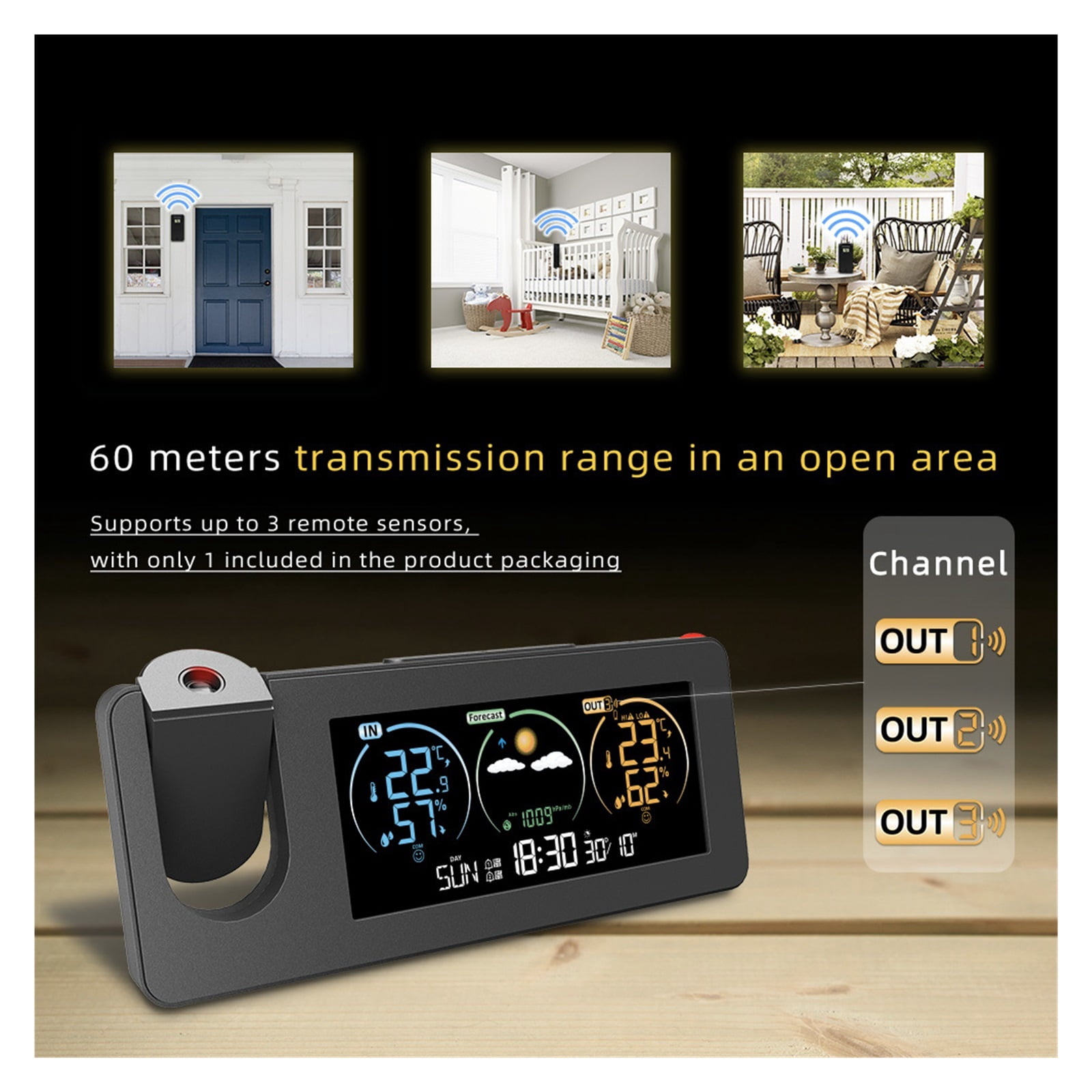 Weather Station Thermometer Electronic Projection Weather Forecast Temperature and Humidity