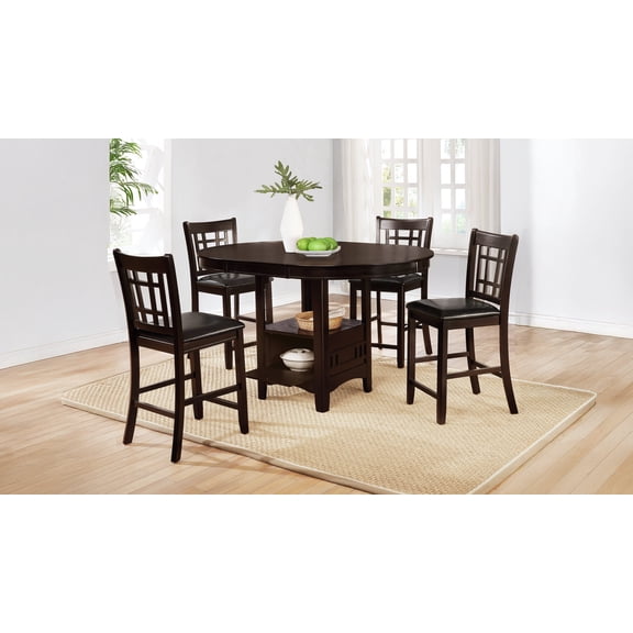 Coaster Lavon 5-Piece Oval Counter Height Extension Dining Set, Espresso