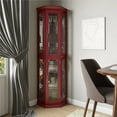 thumbnail image 2 of BELLEZE Lorona Floor Standing 5 Sided Lighted Corner Curio Cabinet, Cherry, 2 of 6