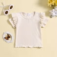 thumbnail image 2 of Gubotare Little Girls Shirts Toddlers Girls' Short Sleeve T Shirt Summer Toddlers Girls' T Shirt with Round Neck Size 3T 4T (Beige,3-4 Years), 2 of 5