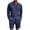 Navy, variant on Ohufall Men 2 Piece Outfit Button Turndown Collared Loose Long-sleeve Shirt with Drawstring Elastic Waist Baggy Shorts Suit