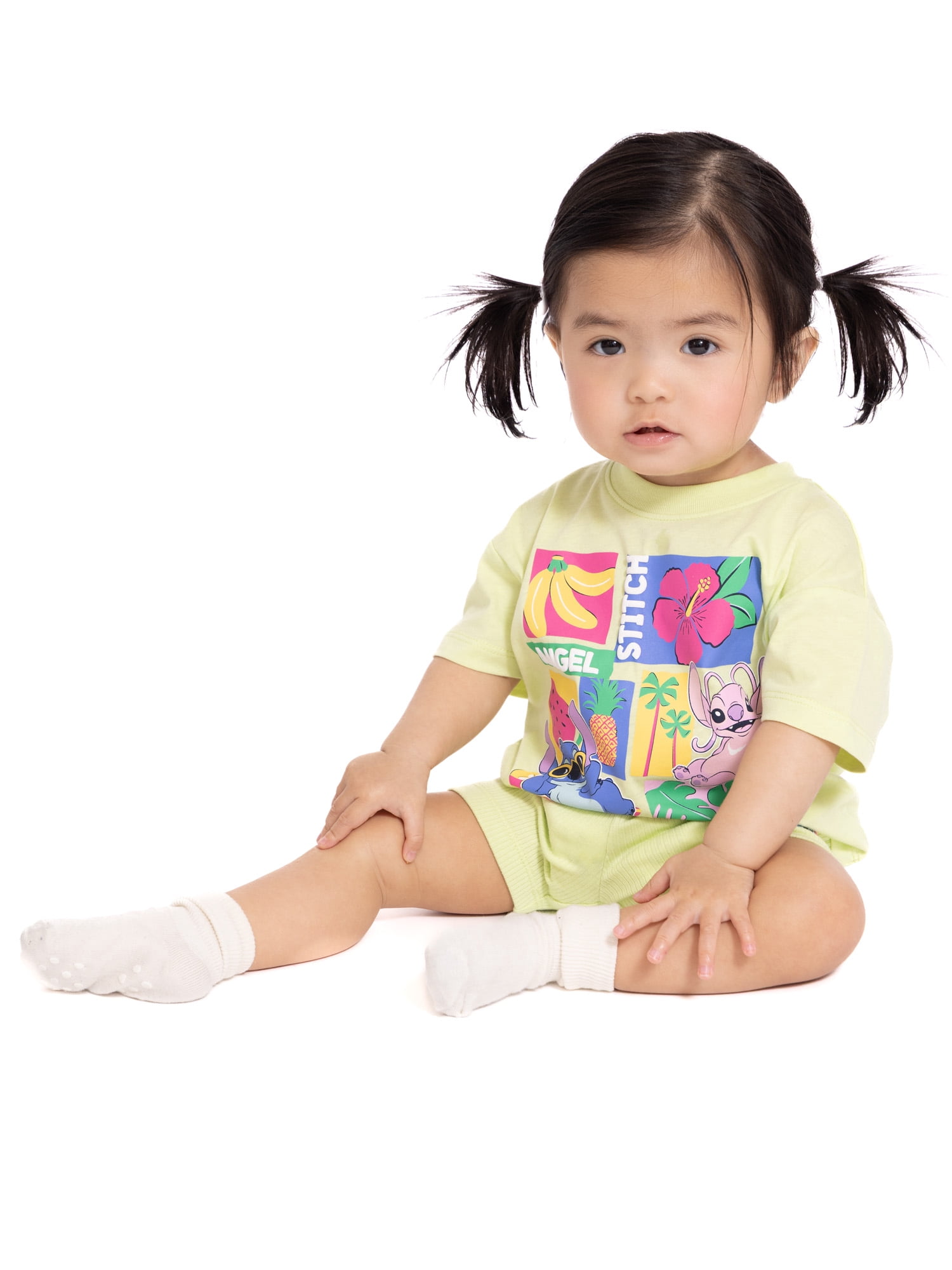 Lilo and Stitch Baby Girls Graphic Tee and Bike Shorts Set, 2-Piece, Sizes 0/3M-24M